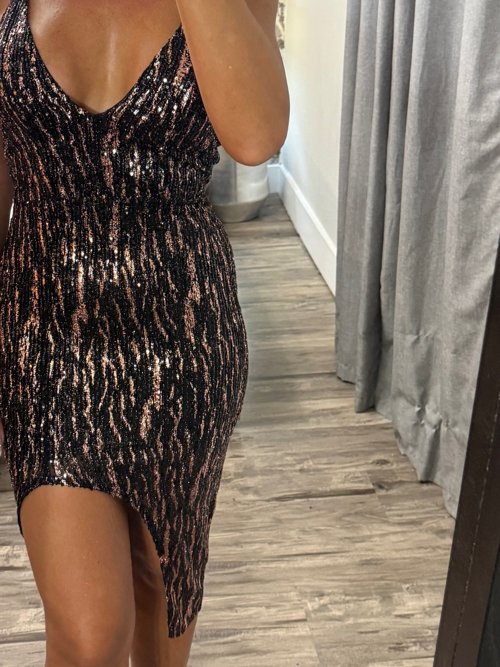 Rose Gold Sequin Striped Maxi Slip Dress